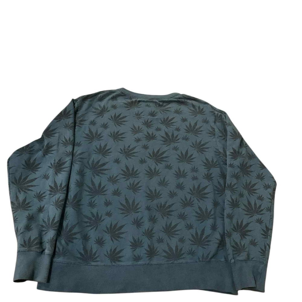 Stylish Blue Leaf Pattern Crewneck Sweatshirt - image 2